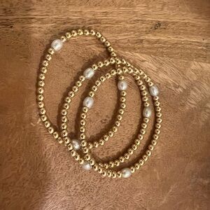 Annabelle’s collection 14k gold and pearl bracelets set of 3